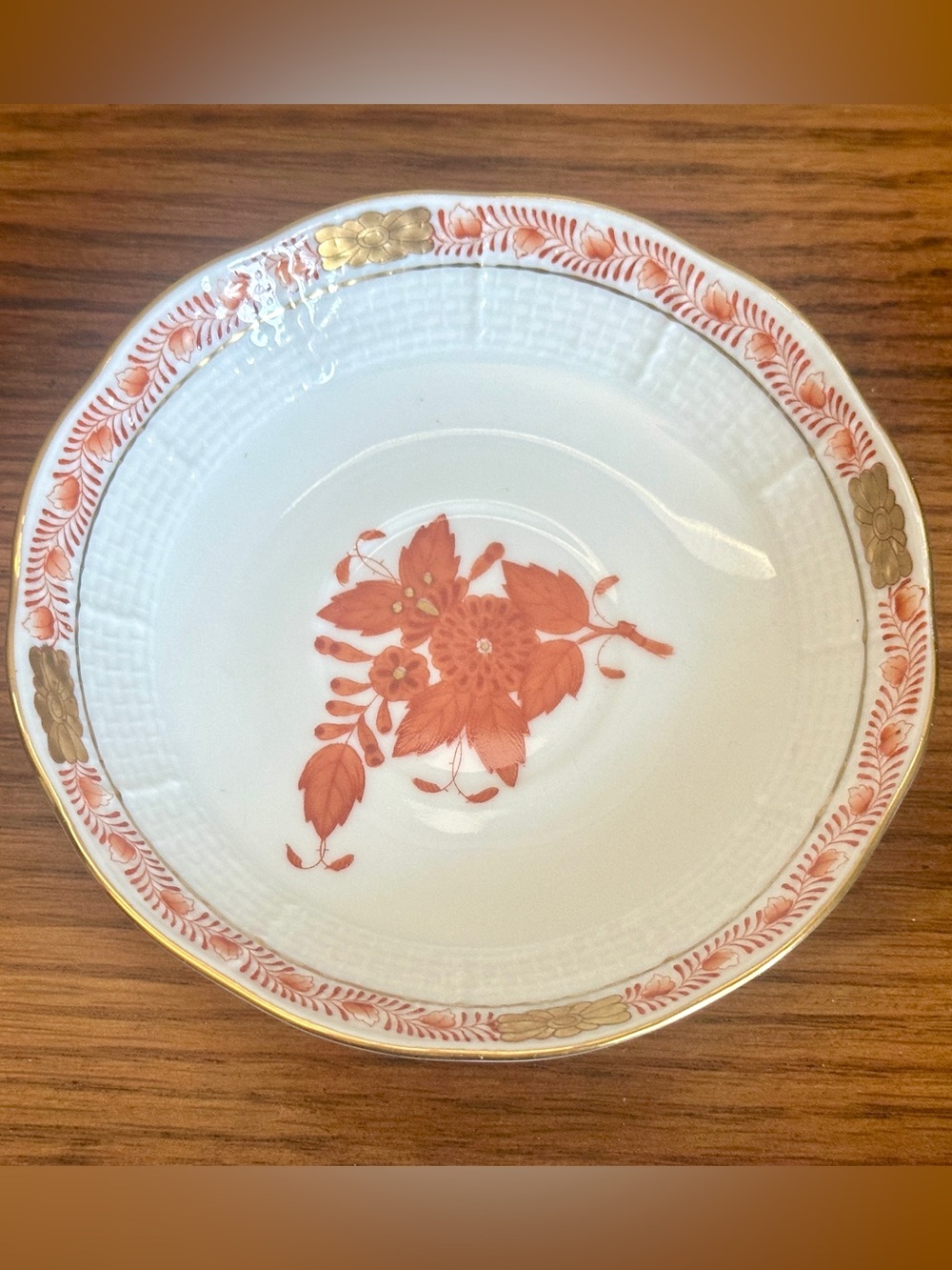 Herend Hungary Saucer Single Plate - Apponyi Orange AOG 53 - Mint Condition